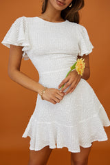 Isabelle Angel Sleeve Empire Dress White