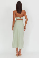 Moonlit Reverie Twist Back Maxi Dress Sage