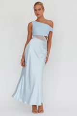 In Blooms Mesh Bodice Maxi Dress Blue