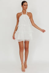 Tulips Tiered Halterneck Mini Dress White