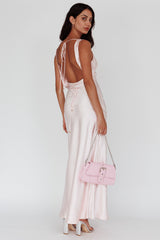 Cassiopeia Open Back String Tie Maxi Dress Powder Pink