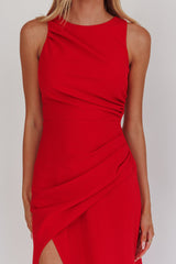 Firelights Lace-Up Back Maxi Dress Red