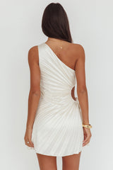 Glow Ray One-Shoulder Pleat Dress Champagne