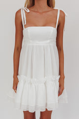 Dream Chaser Frill Hem Babydoll Dress White