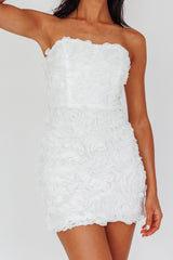 Charmer Floral Embellished Mini Dress Ivory