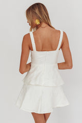Provence Bloom Peplum Mini Dress Cream
