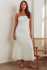 Artice Strapless Maxi Dress Lace Cream