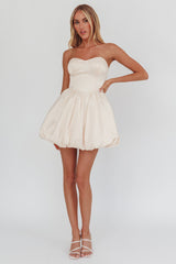 For Love Strapless Balloon Skirt Mini Dress Panna Cotta