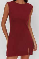 Groove Sleeveless Mini Dress Textured Burgundy