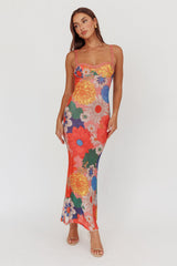 Girl Power Lace Strap Maxi Dress Orange