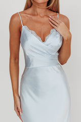 Our Story Surplice Neckline Maxi Dress Steel Blue