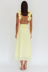 Eloquent Lace-Up Back Maxi Dress Yellow