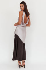 Cecilia Cowl Neck Drape Back Maxi Dress Smoke