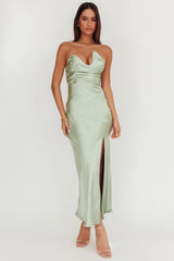 Blaise Asymmetric Neckline Maxi Dress Sage