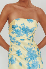 City Of Stars Strapless Maxi Dress Floral Yellow
