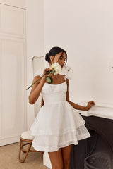 I've Got Sunshine Ruffle Strap Mini Dress White