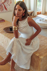 Dalayla Sleeveless Eyelet Maxi Dress White